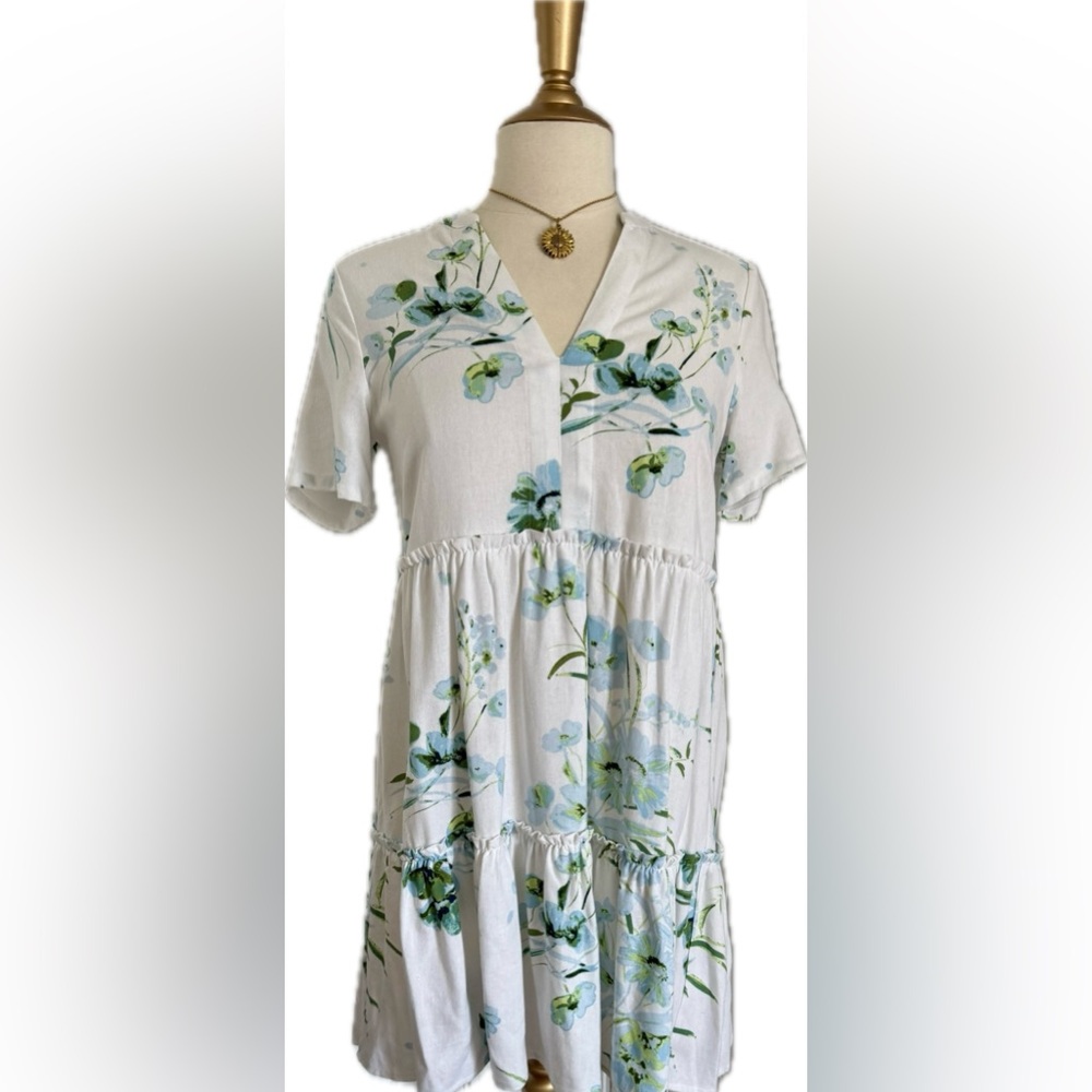 New with tags! Fever “Sky Blue Caked Linen Tier” dress!